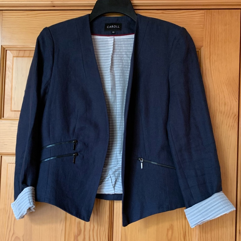 Caroll Navy Linen lined size 40